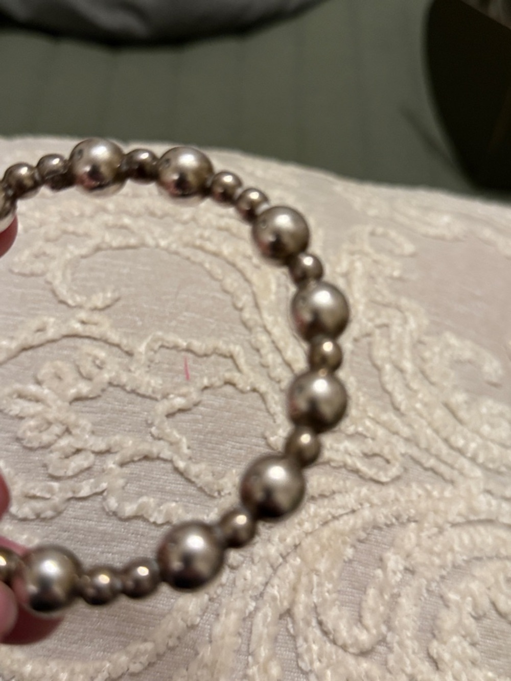 Sterling Silver Bead Bangle Bracelet - Silver - Picture 3 of 6